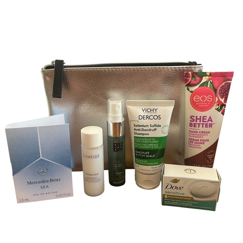 Silver Cosmetic Bag Bundle of 7 Items